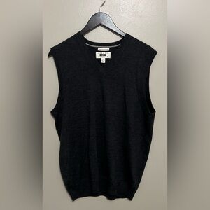 Joseph Abboud Dark Grey V-Neck Sweater Vest Extra Fine Merino Wool Size Lg